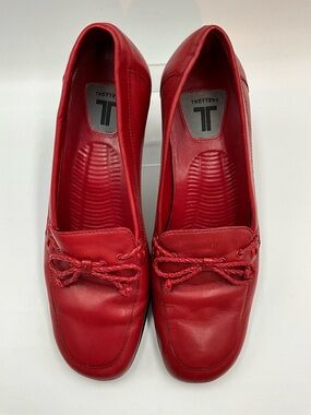 Trotters Loafers Size 7.5 (38) Red Braided Bow Leather Loafers